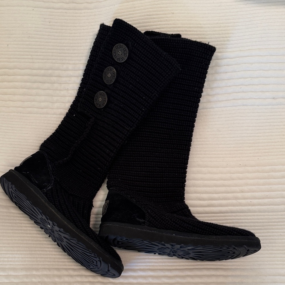 Women's UGG Black Knit Button Boots